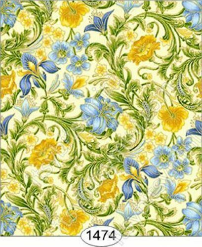 Dollhouse Miniature Wallpaper - Floral Tapestry Blue #1474 1:12 Scale