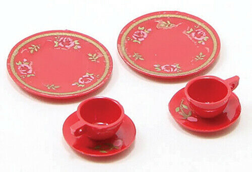 Dollhouse Miniature Red Dinnerware Set by Chrysnbon