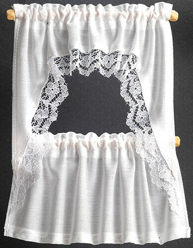 White Ruffled Cape Set of Curtains for Dollhouse