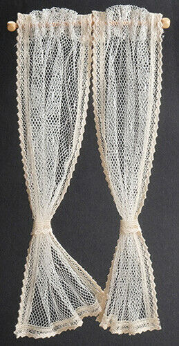 Dollhouse Miniature Lace Curtains in Ecru