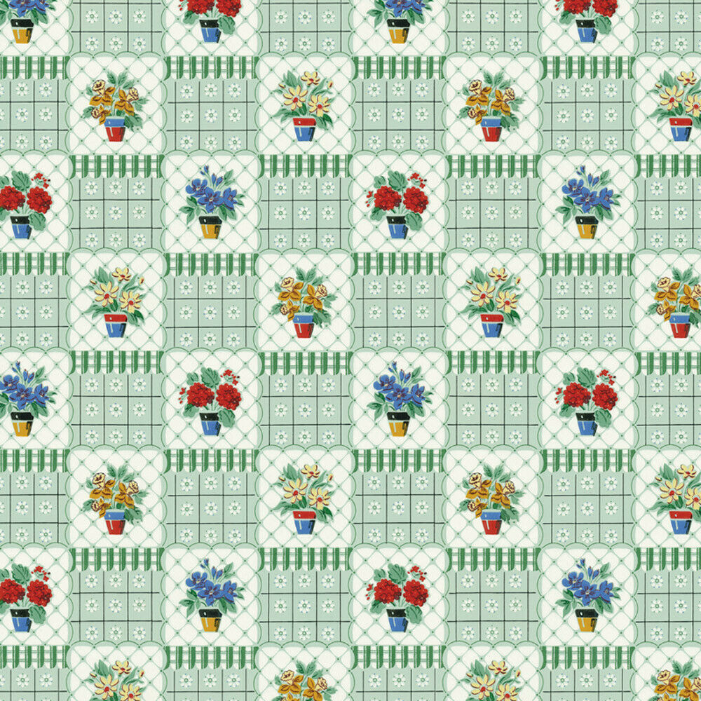 NEW!!  Bradbury and Bradbury Dollhouse Wallpaper - Flower Pots