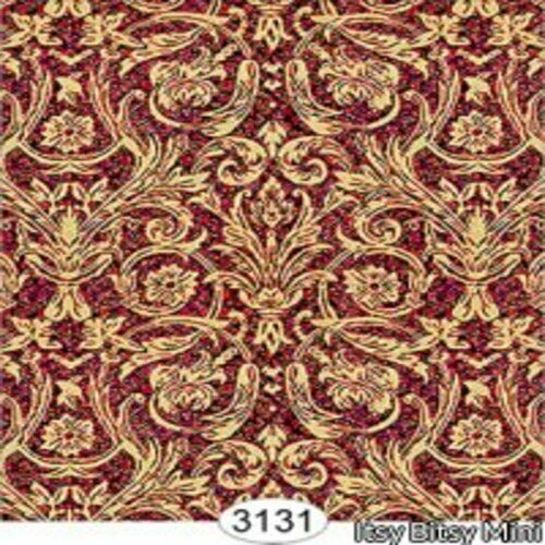 Dollhouse Miniature Wallpaper - Festive Damask Gold on Red 1:12 Scale