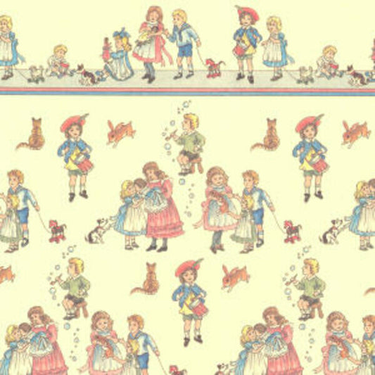 Wallpaper Country Children on Dark Cream, by Jackson Miniatures