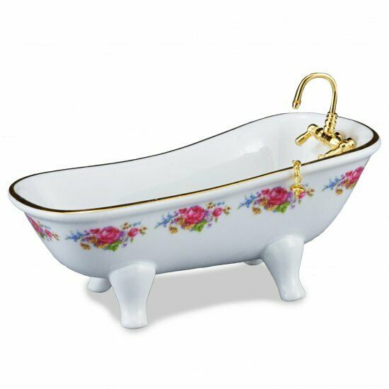 Reutter Porcelain - Dollhouse Miniature Dresdner Rose Bathroom Set