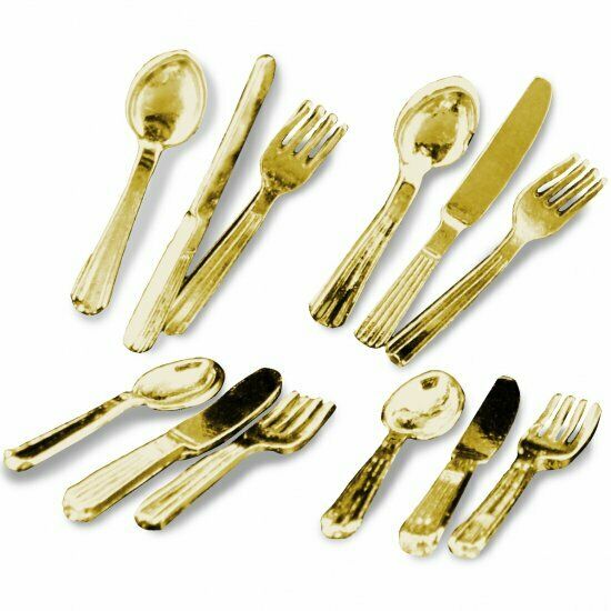 Mini Cutlery 12 PC Gold by Reutter Porcelain - Dollhouse Miniature