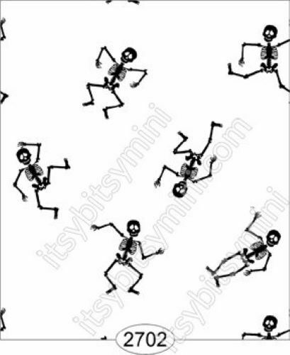 Dollhouse Miniature Wallpaper - Dancing Skeletons White 1:12 Scale