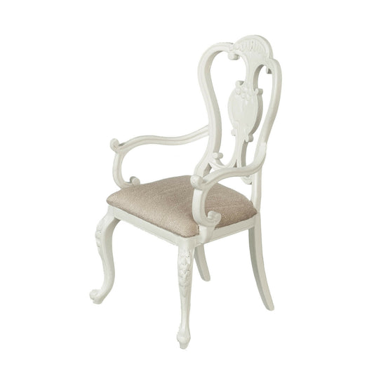 American Victorian Balloon Arm Chair in White by JBM - Dollhouse Miniature