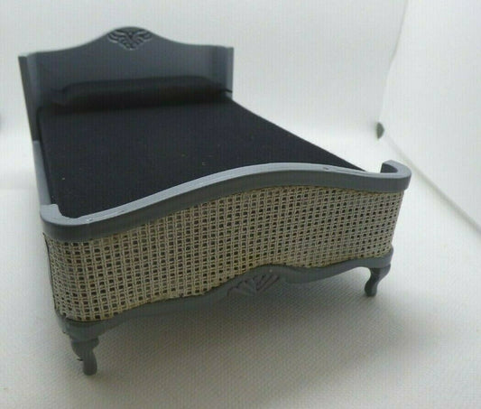 Dollhouse Miniature French Style Grey Double Bed