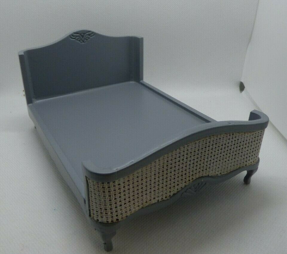 Dollhouse Miniature French Style Grey Double Bed