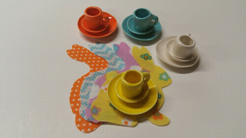 Bunny Themed Placemats, Dinner Plates, Dessert Plates, Mugs 4 Sets  Handcrafted