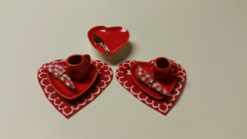 Dollhouse Miniature Dessert Set for Valentine's Day Handcrafted