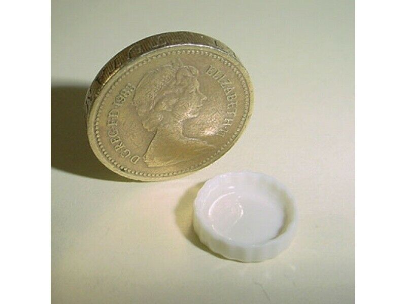 Dollhouse Miniature 1:24 Scale White China Flan Dish -Imported