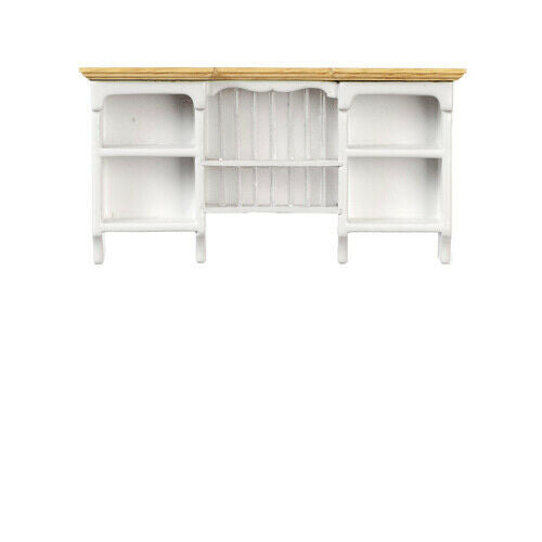 Dollhouse Miniature Kitchen Plateholder in White and Oak