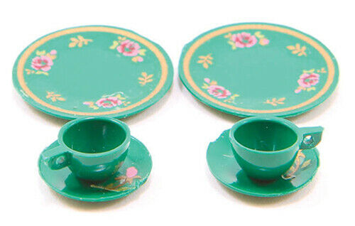 Dollhouse Miniature Green Dinnerware Set by Chrysnbon