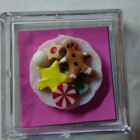 Dollhouse Miniature Christmas Cookies on Plate Handcrafted