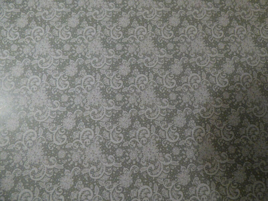 Dollhouse Miniature Wallpaper- Daniella Lace - Olive
