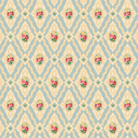 NEW!!  Bradbury and Bradbury Dollhouse Wallpaper - Blue Diamonds