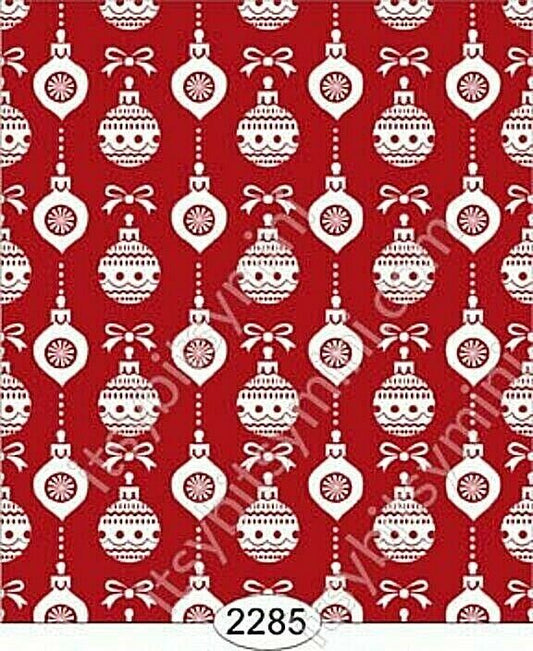 Dollhouse Miniature Wallpaper - Christmas Ornaments Red 1:12 Scale