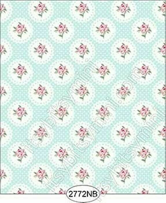 Dollhouse Miniature Wallpaper -Danielle Doily Blue No Border 1:12 Scale