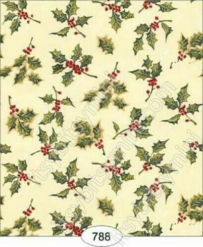 Dollhouse Miniature Wallpaper - Christmas - Holly 1:12 Scale Itsy Bitsy Minis