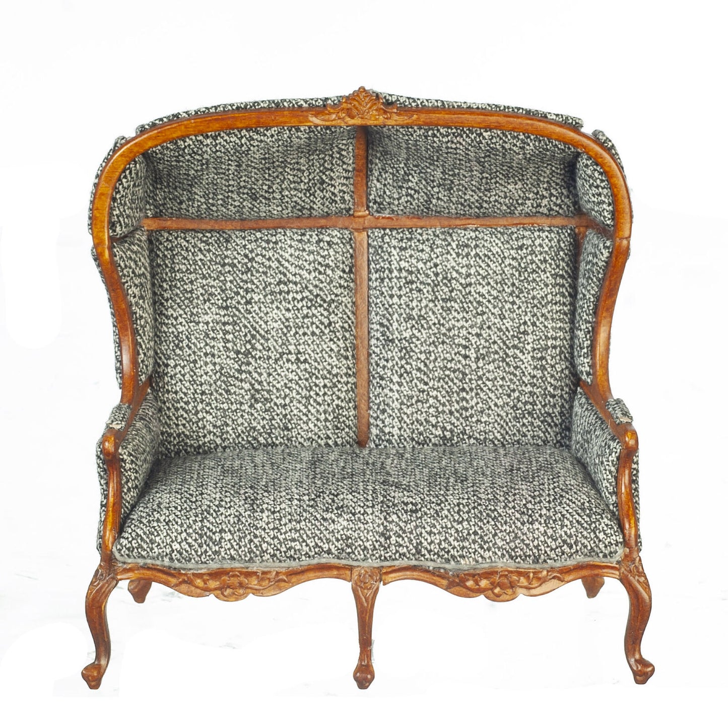 NEW by JBM Dollhouse Miniature Double Porter Chair Walnut and Gray