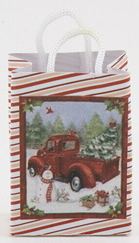 Dollhouse Miniature Christmas Shopping Bag Truck with Christmas Tree