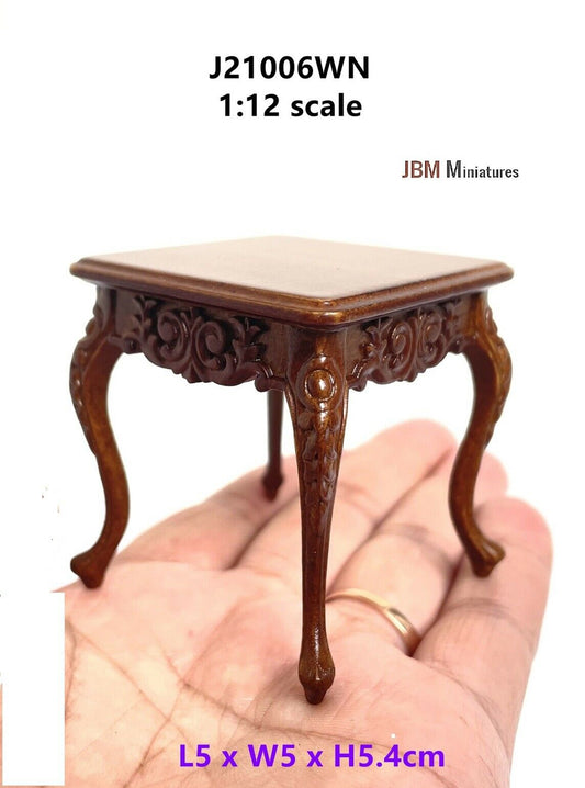 Dollhouse Miniature Victorian Side Table in Walnut by JBM