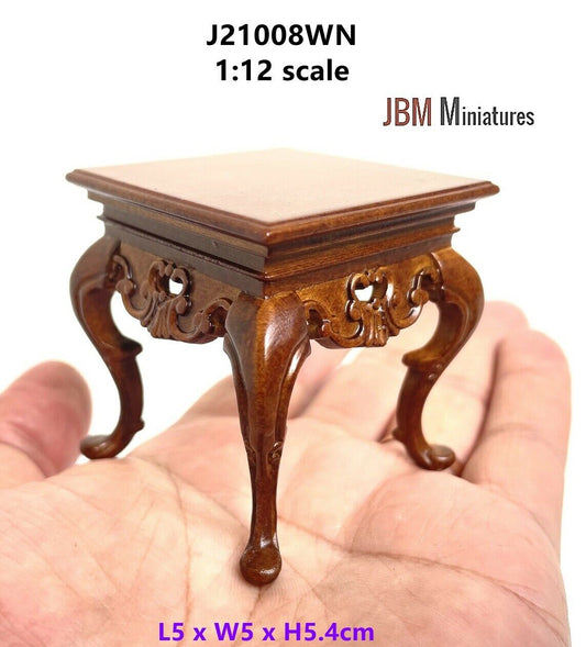 Dollhouse Miniature Victorian Square Side Table in Walnut by JBM