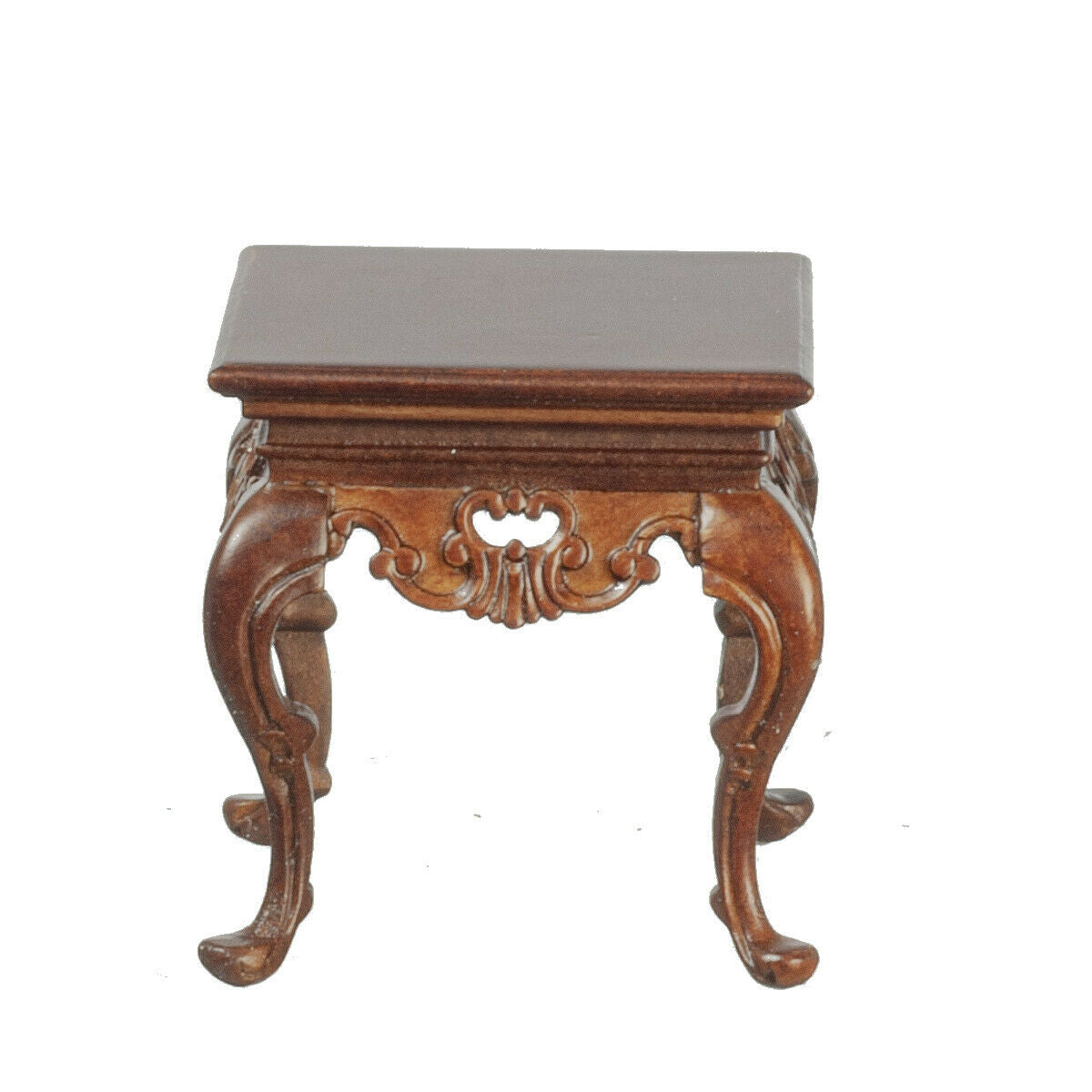 Dollhouse Miniature Victorian Square Side Table in Walnut by JBM