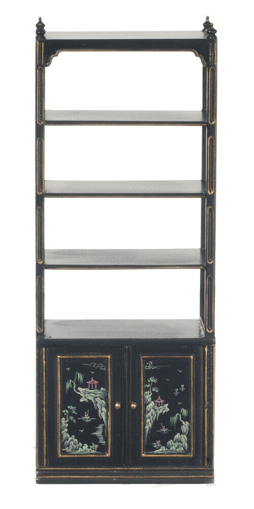 JBM Dollhouse Miniature Black Chinese Room Divider