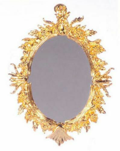 Dollhouse Miniature Oval Antique Mirror, Goldplated