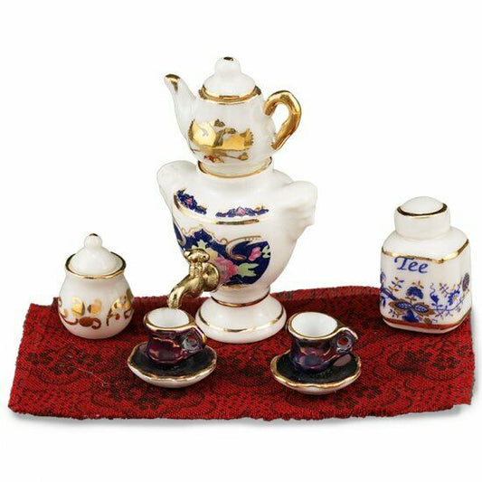 Reutter Porcelain - Dollhouse Miniature Samowar Water Heater and Tea Set