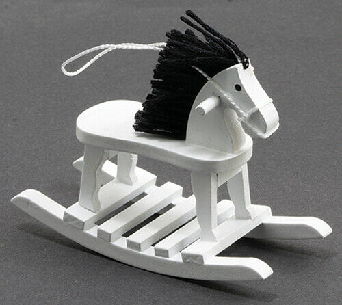 Dollhouse Miniature White Rocking Horse - New Design