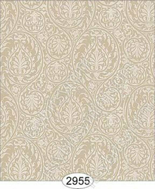 Dollhouse Wallpaper - Birch Damask Brown Beige BY Itsy Bitsy Minis