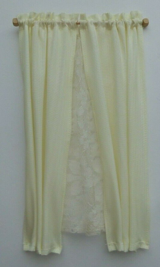 Dollhouse Miniature Champagne Curtains with Ecru Lace