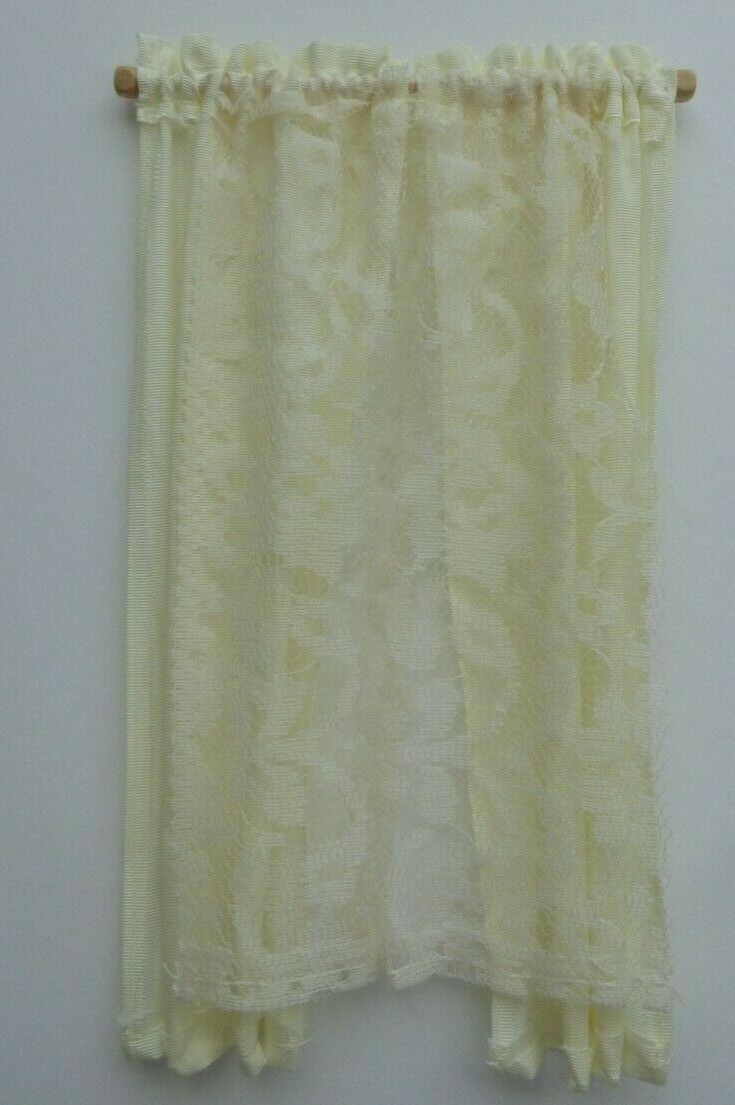 Dollhouse Miniature Champagne Curtains with Ecru Lace
