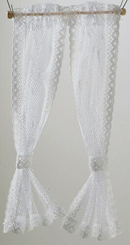 Dollhouse Miniature Lace Curtains in White