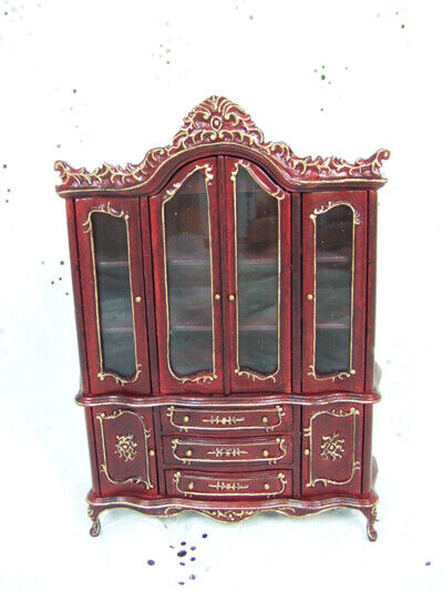 Hansson Mahogany China Cabinet - Dollhouse Miniature