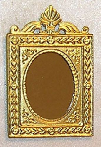 Dollhouse Miniature Small Rectangular Mirror with Shell, Gold Color