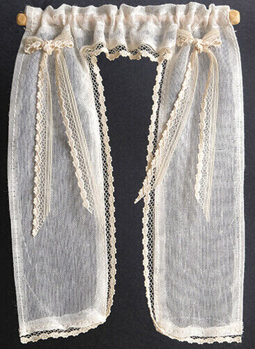 Dollhouse Miniature Demi Victorian Curtains, Ecru