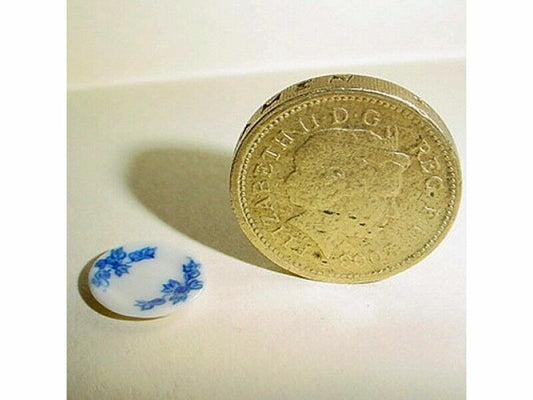 Dollhouse Miniature 1:24 Scale Blue and White Dinner Plate - Imported