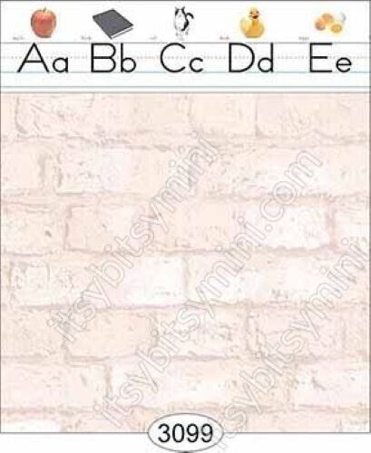 Dollhouse Wallpaper by Itsy Bitsy - School House Border - Brick #3099