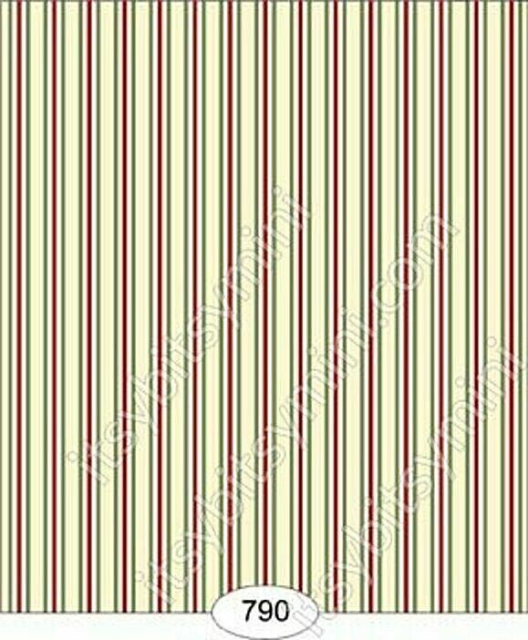 Dollhouse Miniature Wallpaper by Itsy Bitsy- Christmas- Candy Stripe- 1:12 Scale