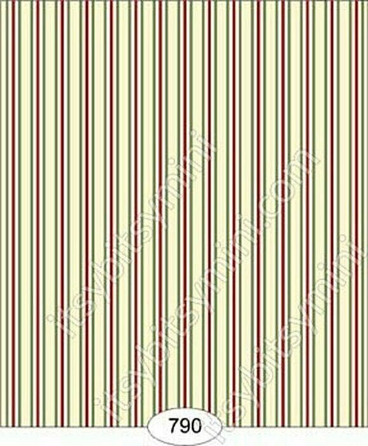Dollhouse Miniature Wallpaper by Itsy Bitsy- Christmas- Candy Stripe- 1:12 Scale