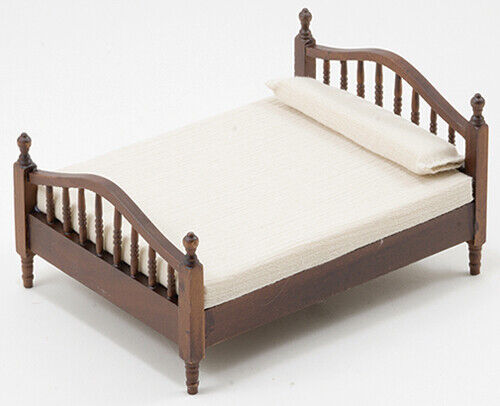 Dollhouse Miniature Walnut Double Bed