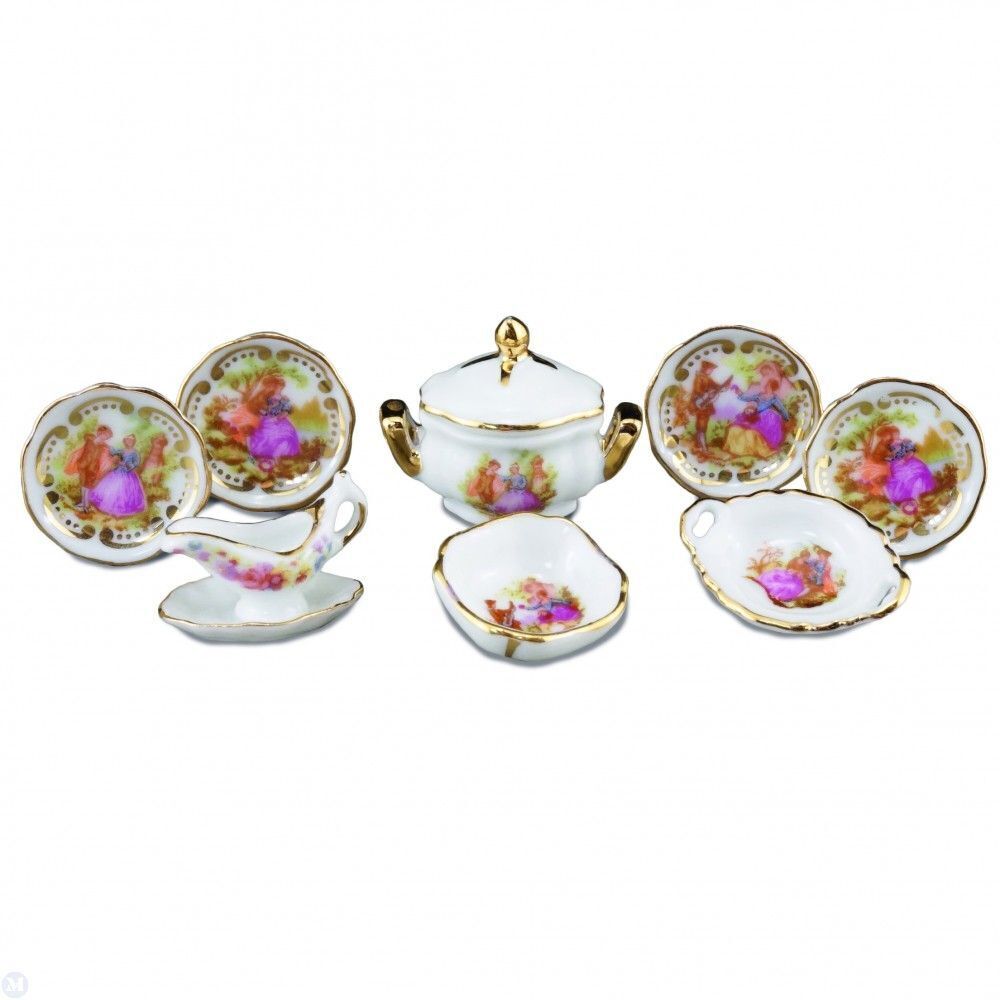 Dollhouse Miniature Dinner Set - Baroque Pattern by Reutter Porcelain