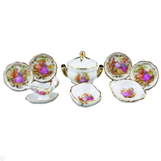Dollhouse Miniature Dinner Set - Baroque Pattern by Reutter Porcelain