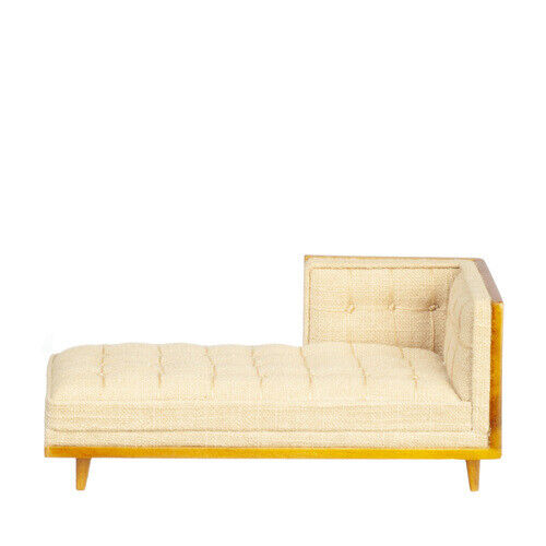 JBM Dollhouse Miniature Mid Century Chaise - Linen