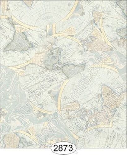 Dollhouse Miniature Wallpaper - Vintage Maps Light - Itsy Bitsy