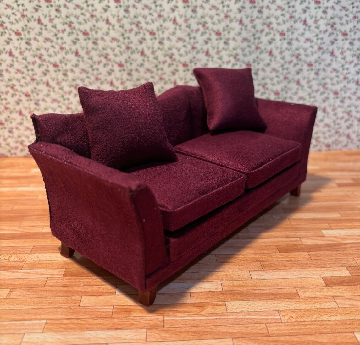 Dollhouse Miniature Soft Plum Sofa
